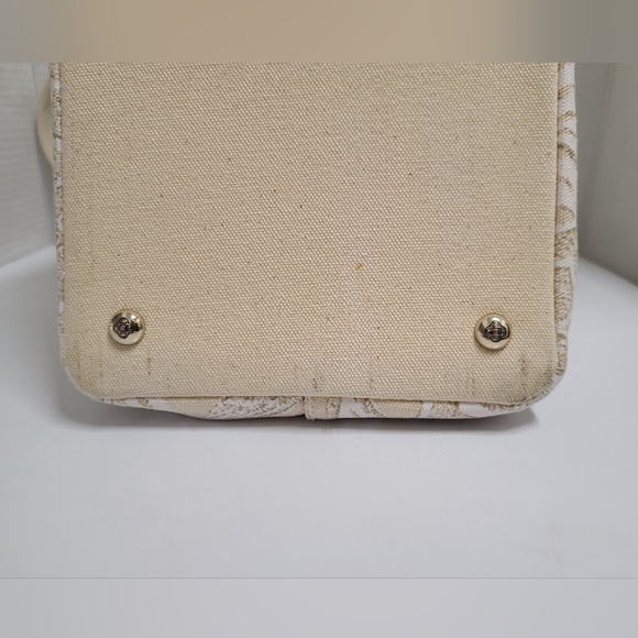 OSCAR DE LA RENTA Ivory & Beige Floral Canvas Tote Bag - Picture 15 of 16